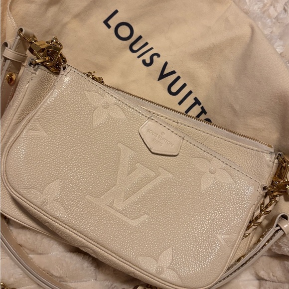 LOUIS VUITTON Multi Pochette Accessoires Monogram Empreinte Shoulder Bag Cream